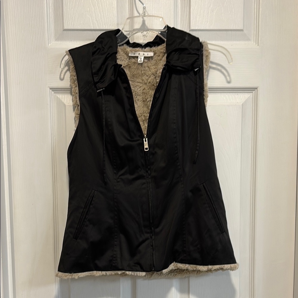 CAbi Black Vest with Cream Lining